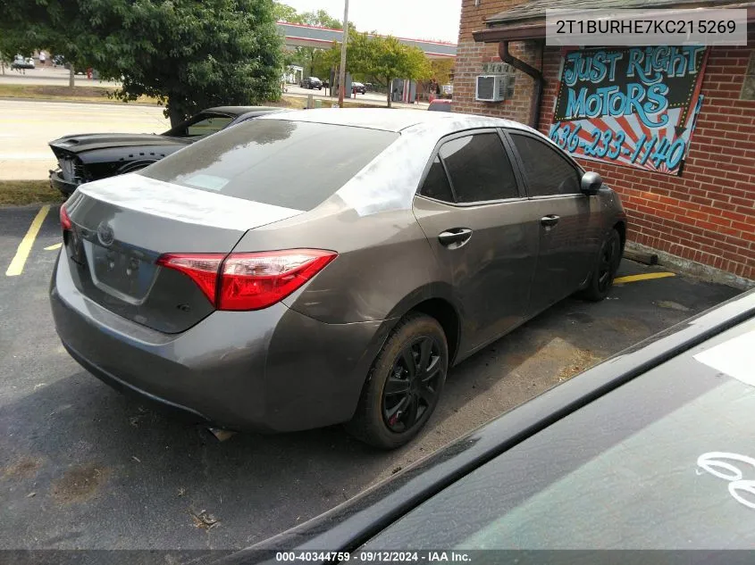 2019 Toyota Corolla Le VIN: 2T1BURHE7KC215269 Lot: 40344759