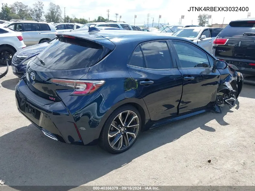 2019 Toyota Corolla Xse VIN: JTNK4RBEXK3032400 Lot: 40356379