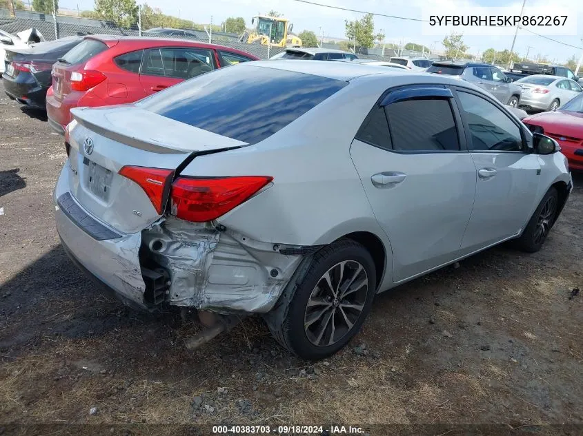 2019 Toyota Corolla Se VIN: 5YFBURHE5KP862267 Lot: 40383703