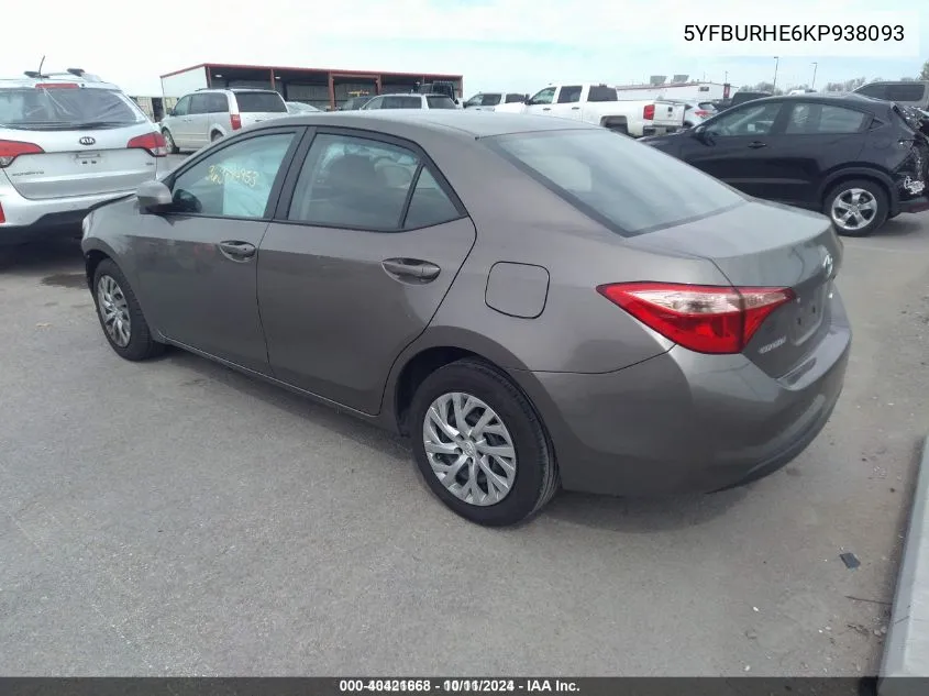 5YFBURHE6KP938093 2019 Toyota Corolla Le