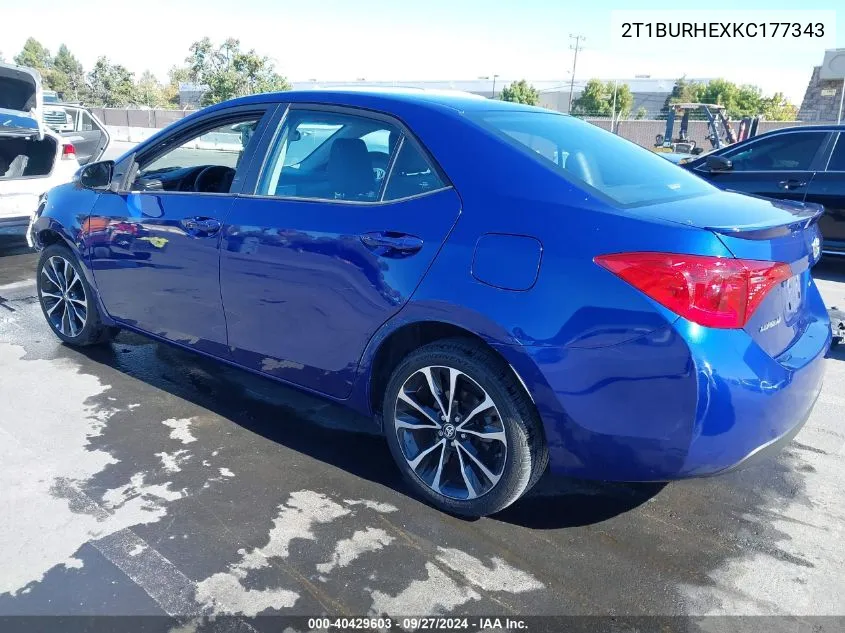 2019 Toyota Corolla Se VIN: 2T1BURHEXKC177343 Lot: 40429603