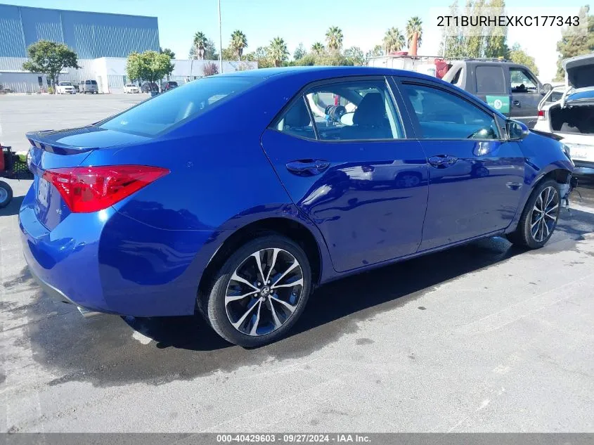 2019 Toyota Corolla Se VIN: 2T1BURHEXKC177343 Lot: 40429603