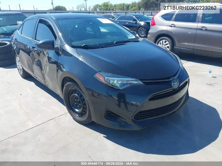 2019 Toyota Corolla Le VIN: 2T1BURHE0KC223262 Lot: 40446174