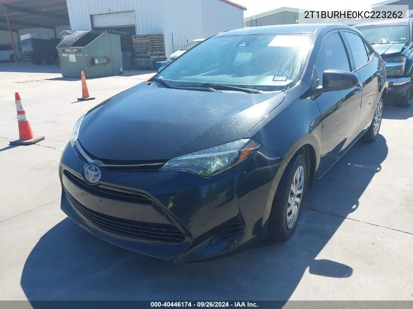 2T1BURHE0KC223262 2019 Toyota Corolla Le