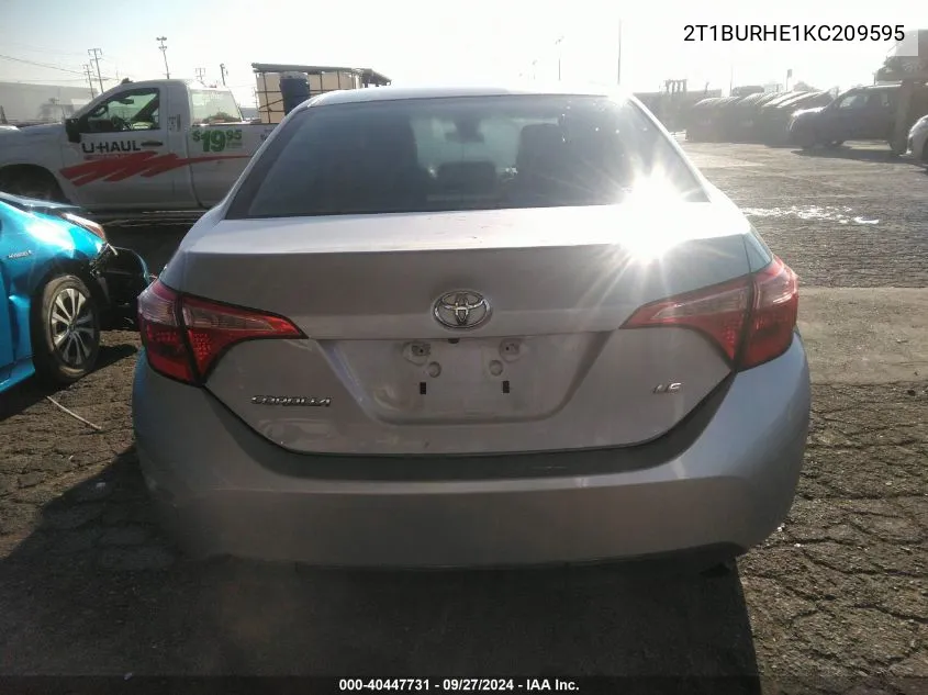 2T1BURHE1KC209595 2019 Toyota Corolla Le