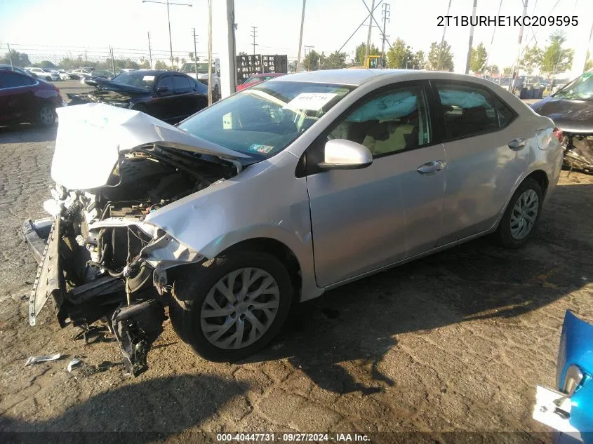 2T1BURHE1KC209595 2019 Toyota Corolla Le