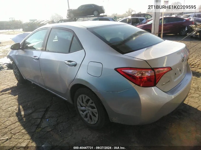 2T1BURHE1KC209595 2019 Toyota Corolla Le