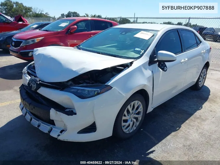 2019 Toyota Corolla Le VIN: 5YFBURHE0KP907888 Lot: 40455622