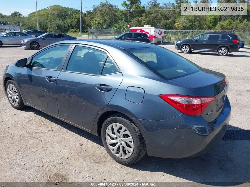 2019 Toyota Corolla L/Le/Xle/Se/Xse VIN: 2T1BURHE3KC219836 Lot: 40470423