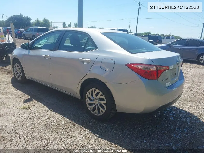 2019 Toyota Corolla Le VIN: 2T1BURHE2KC162528 Lot: 40472581