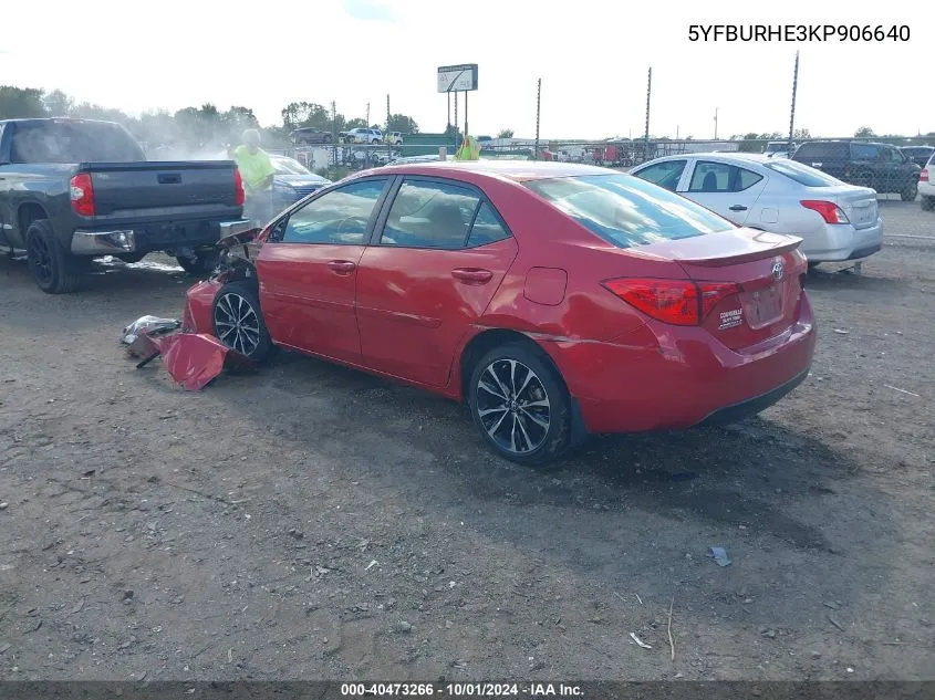 5YFBURHE3KP906640 2019 Toyota Corolla Se