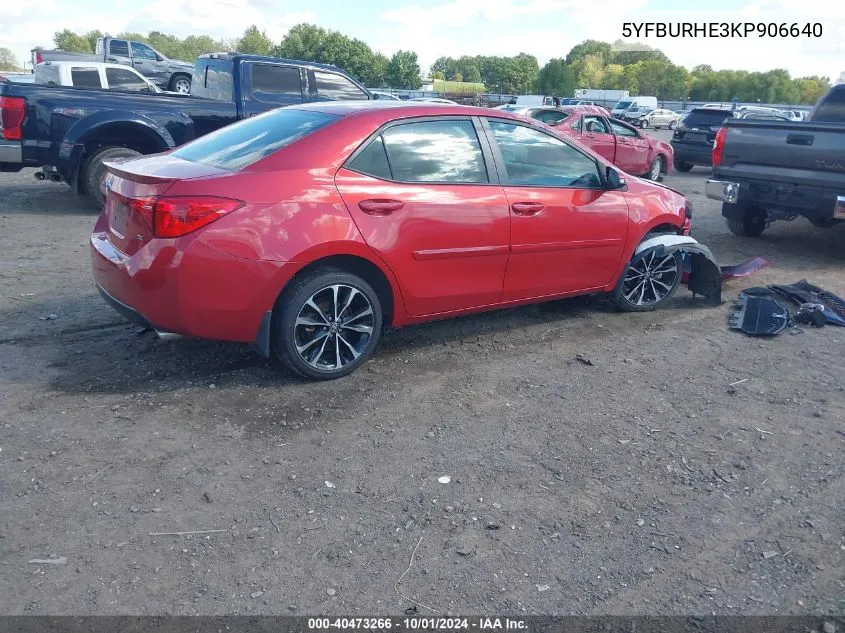 5YFBURHE3KP906640 2019 Toyota Corolla Se