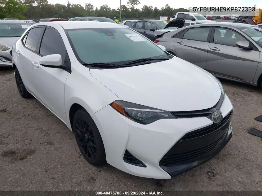 2019 Toyota Corolla Le VIN: 5YFBURHE9KP872333 Lot: 40475785