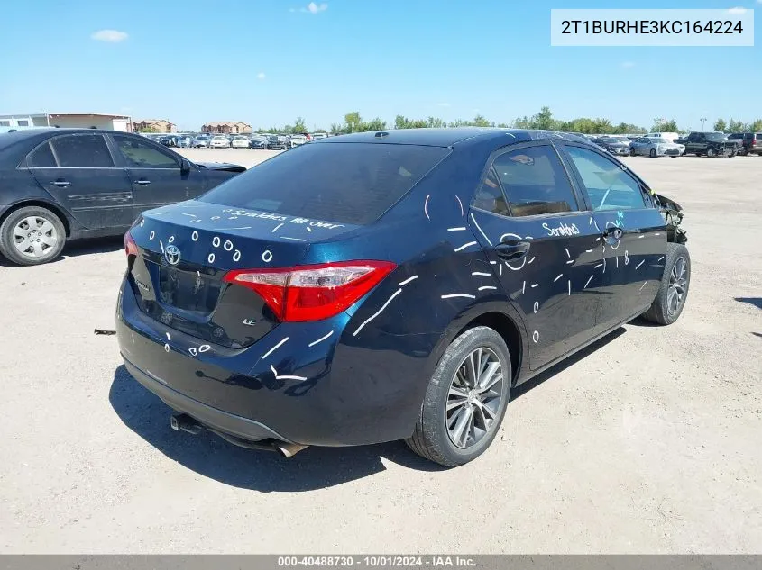 2019 Toyota Corolla Le VIN: 2T1BURHE3KC164224 Lot: 40488730