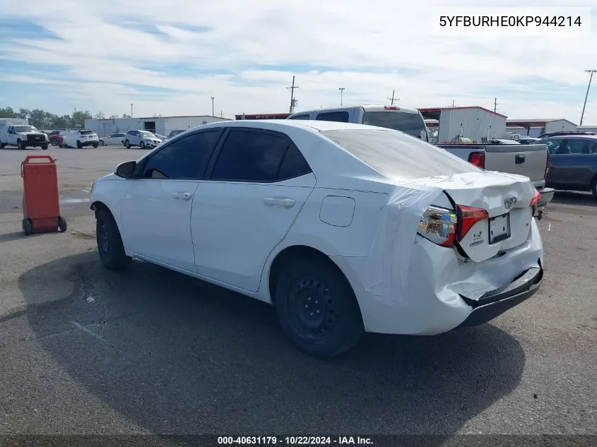 5YFBURHE0KP944214 2019 Toyota Corolla Le