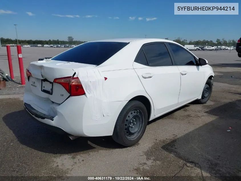 5YFBURHE0KP944214 2019 Toyota Corolla Le