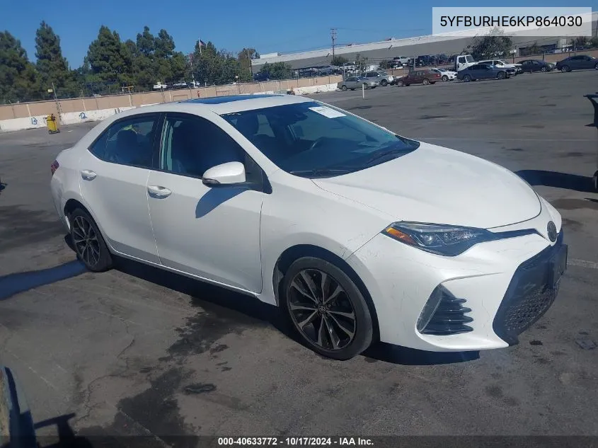 2019 Toyota Corolla L/Le/Xle/Se/Xse VIN: 5YFBURHE6KP864030 Lot: 40633772