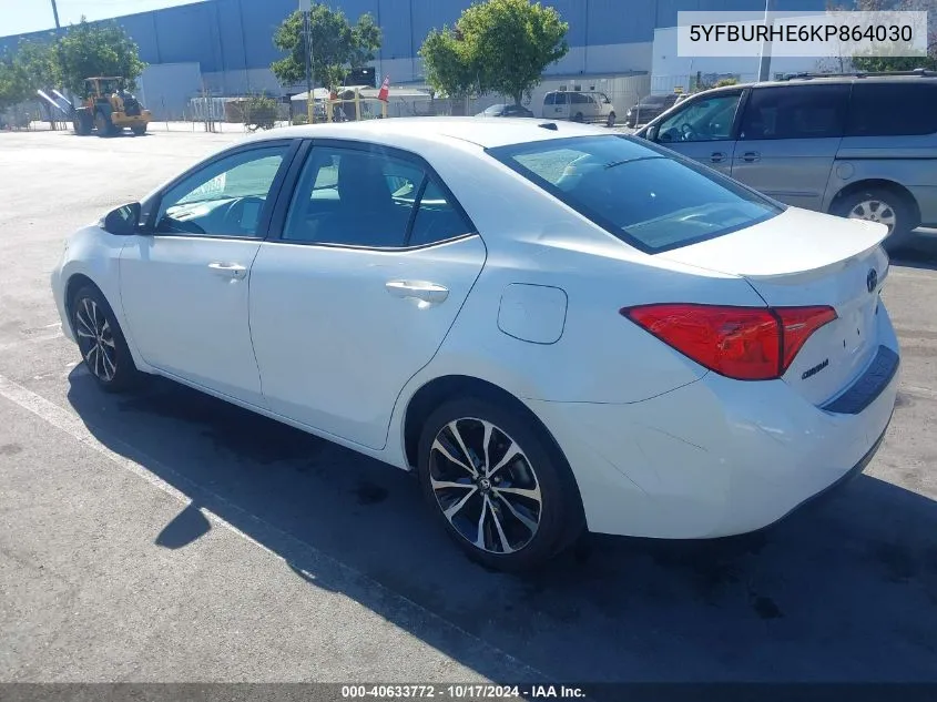 2019 Toyota Corolla L/Le/Xle/Se/Xse VIN: 5YFBURHE6KP864030 Lot: 40633772