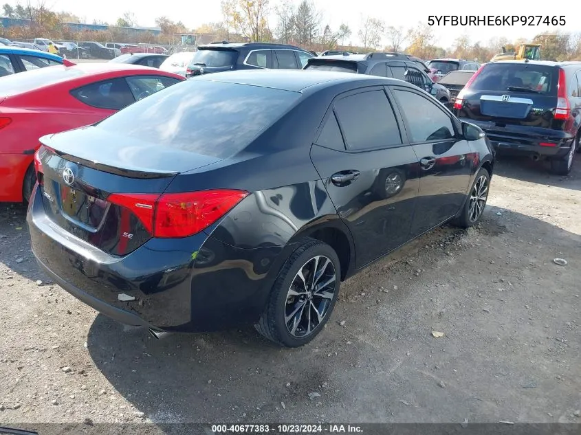 2019 Toyota Corolla Se VIN: 5YFBURHE6KP927465 Lot: 40677383