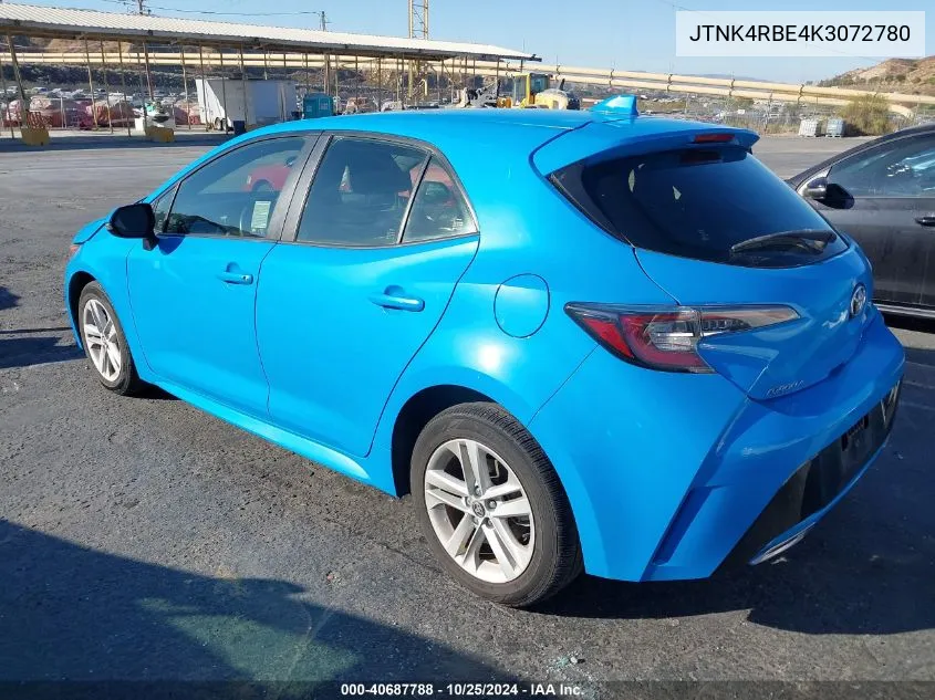 JTNK4RBE4K3072780 2019 Toyota Corolla Se