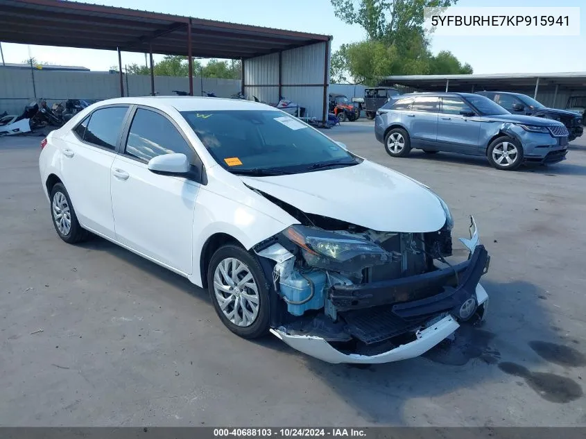 5YFBURHE7KP915941 2019 Toyota Corolla Le