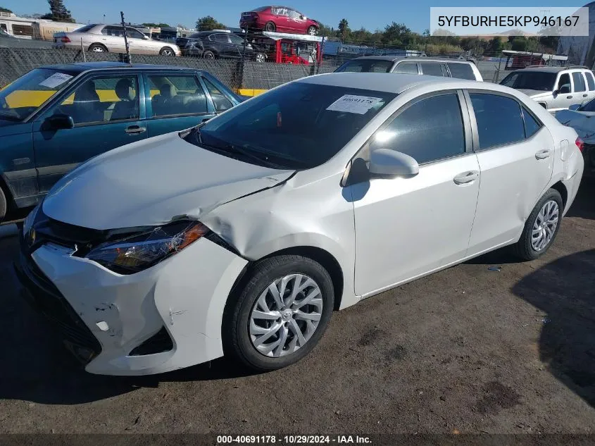 2019 Toyota Corolla Le VIN: 5YFBURHE5KP946167 Lot: 40691178