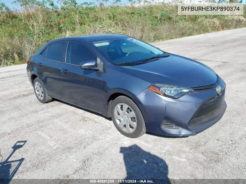 2019 Toyota Corolla Le VIN: 5YFBURHE3KP890374 Lot: 40691259