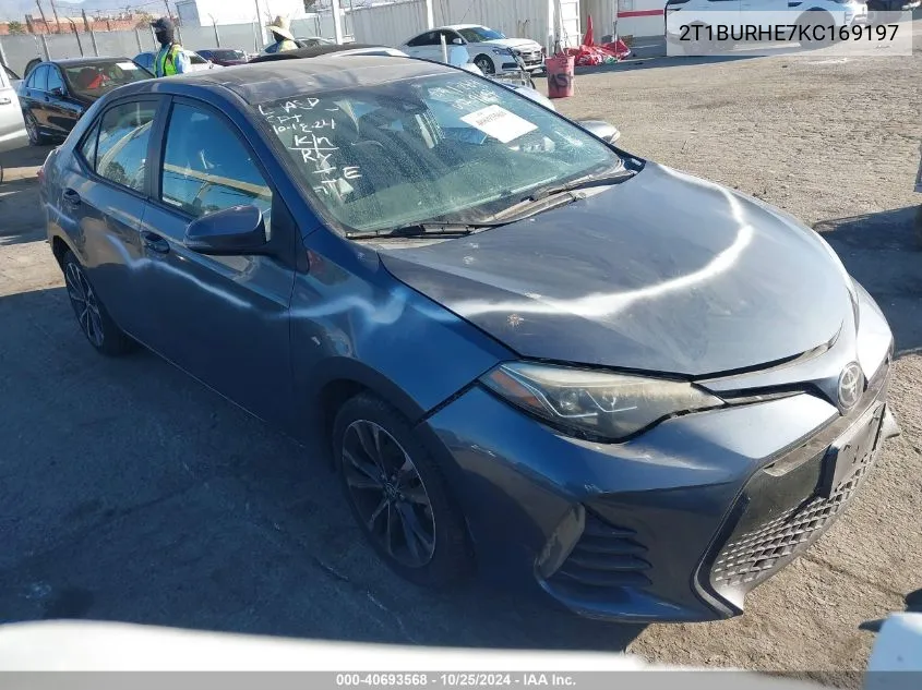 2019 Toyota Corolla Se VIN: 2T1BURHE7KC169197 Lot: 40693568