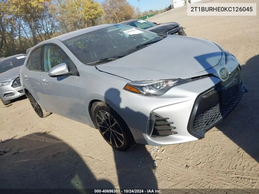 2019 Toyota Corolla Se VIN: 2T1BURHE0KC126045 Lot: 40696301