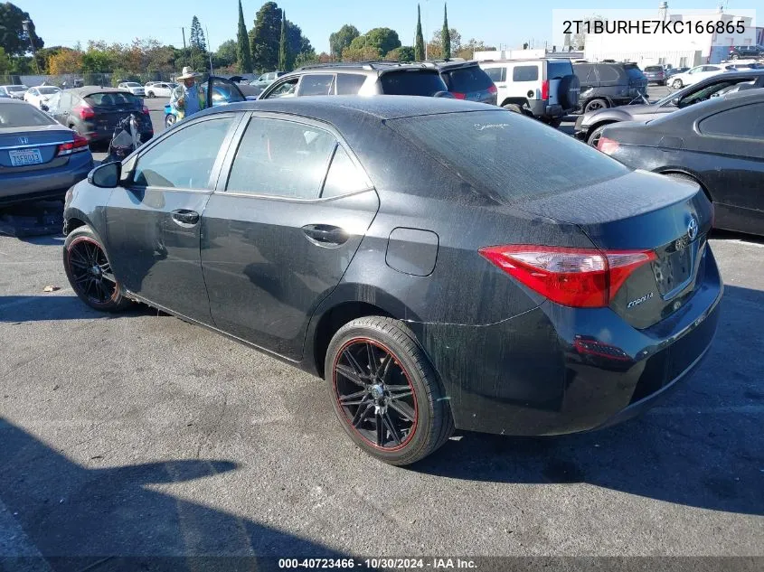 2019 Toyota Corolla Le VIN: 2T1BURHE7KC166865 Lot: 40723466