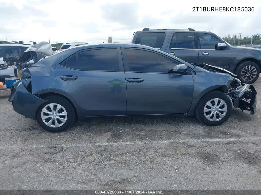 2019 Toyota Corolla L VIN: 2T1BURHE8KC185036 Lot: 40725083