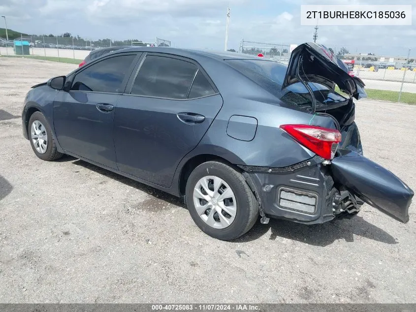 2019 Toyota Corolla L VIN: 2T1BURHE8KC185036 Lot: 40725083