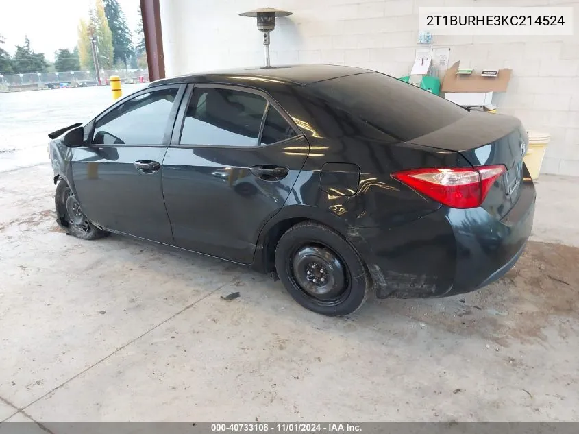 2019 Toyota Corolla Le VIN: 2T1BURHE3KC214524 Lot: 40733108