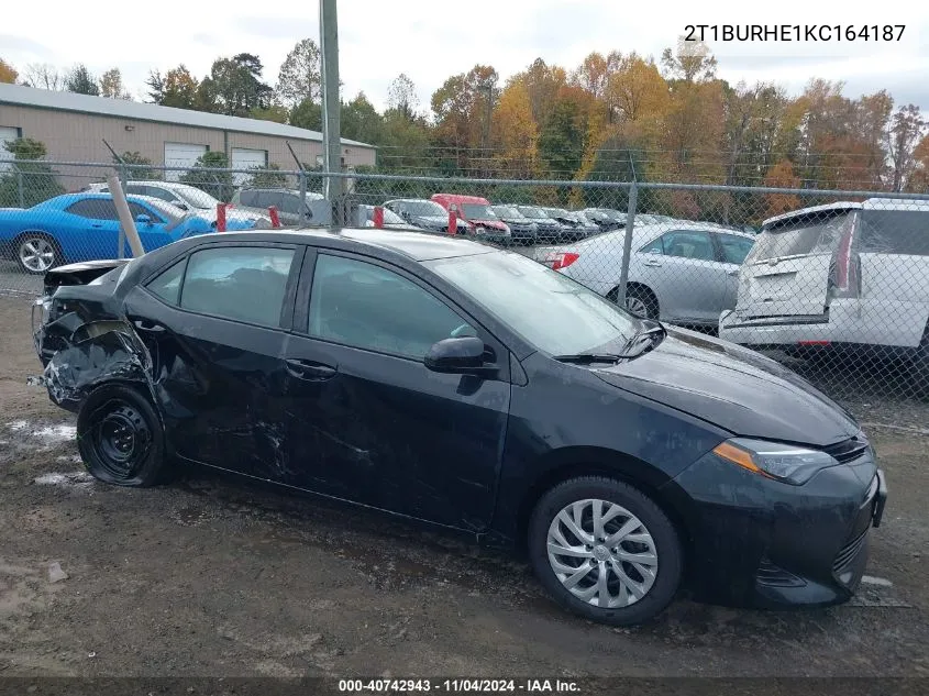 2019 Toyota Corolla Le VIN: 2T1BURHE1KC164187 Lot: 40742943