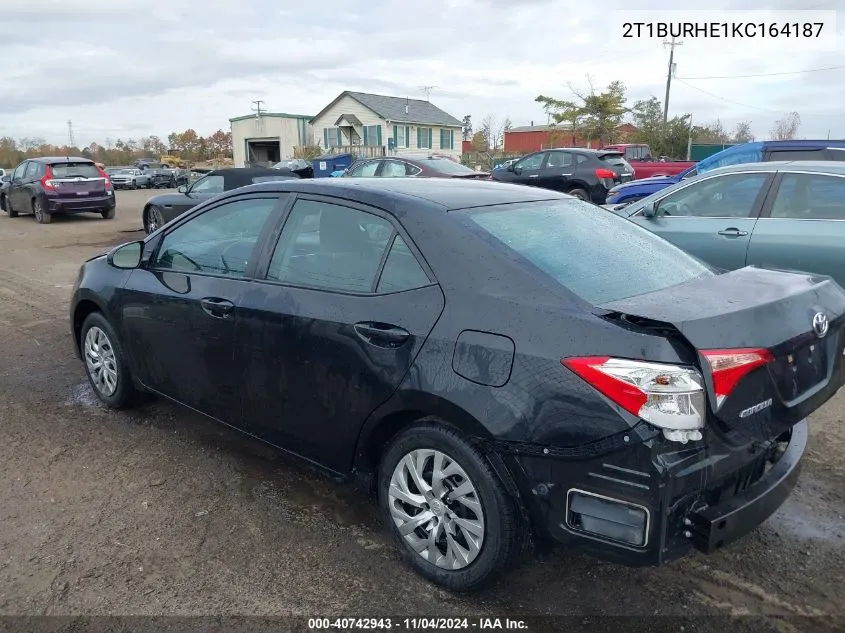 2019 Toyota Corolla Le VIN: 2T1BURHE1KC164187 Lot: 40742943