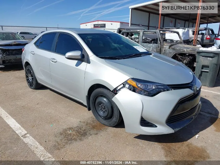 2019 Toyota Corolla Le VIN: 5YFBURHE1KP876330 Lot: 40752396