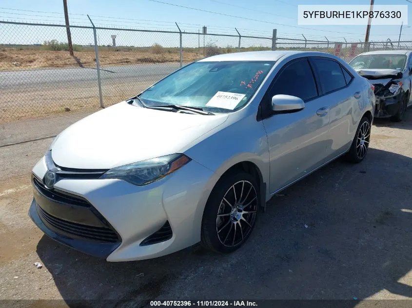 2019 Toyota Corolla Le VIN: 5YFBURHE1KP876330 Lot: 40752396