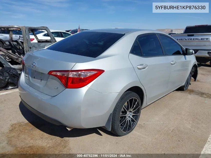 2019 Toyota Corolla Le VIN: 5YFBURHE1KP876330 Lot: 40752396