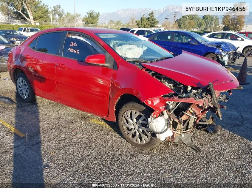 2019 Toyota Corolla Le VIN: 5YFBURHE1KP946456 Lot: 40752550