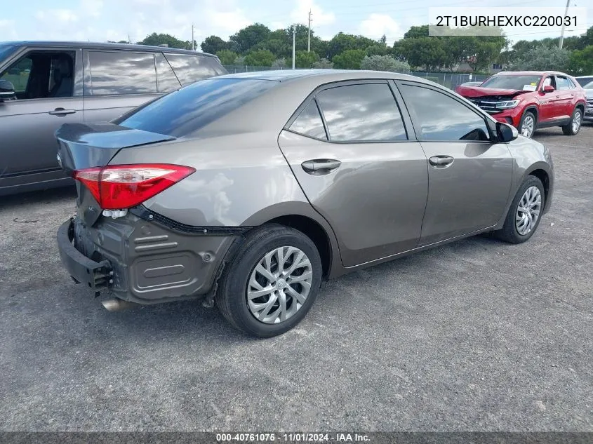 2T1BURHEXKC220031 2019 Toyota Corolla Le