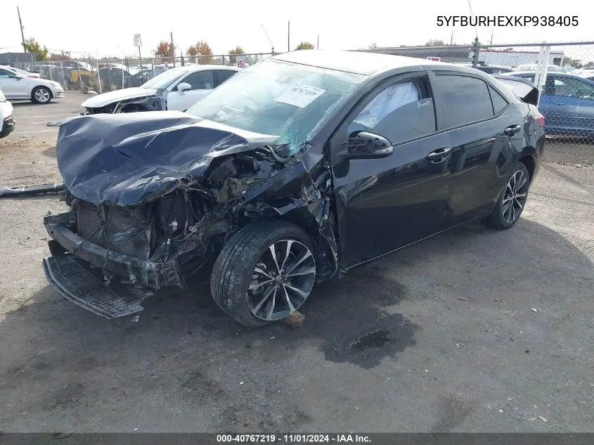 2019 Toyota Corolla Se VIN: 5YFBURHEXKP938405 Lot: 40767219