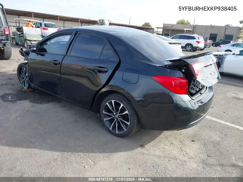 2019 Toyota Corolla Se VIN: 5YFBURHEXKP938405 Lot: 40767219