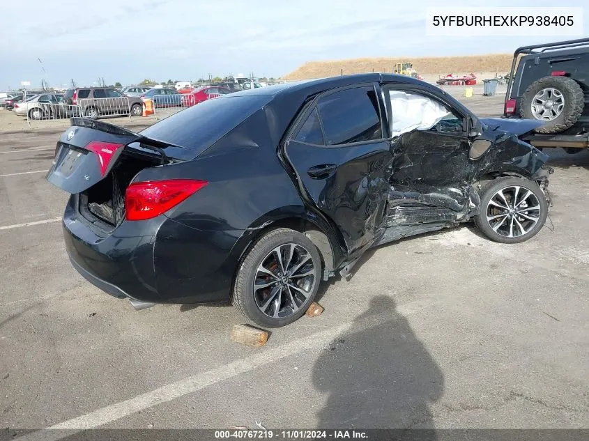 2019 Toyota Corolla Se VIN: 5YFBURHEXKP938405 Lot: 40767219