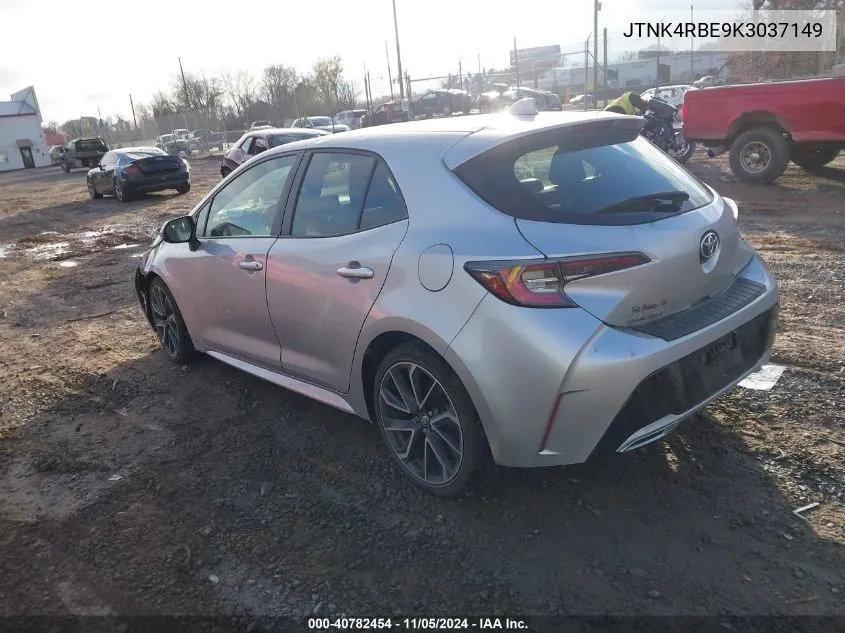 2019 Toyota Corolla Xse VIN: JTNK4RBE9K3037149 Lot: 40782454