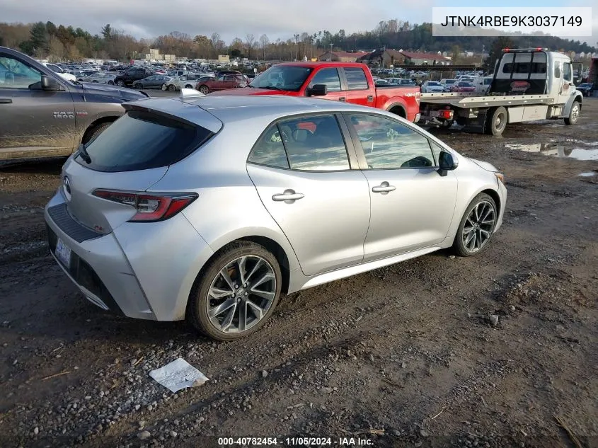 2019 Toyota Corolla Xse VIN: JTNK4RBE9K3037149 Lot: 40782454