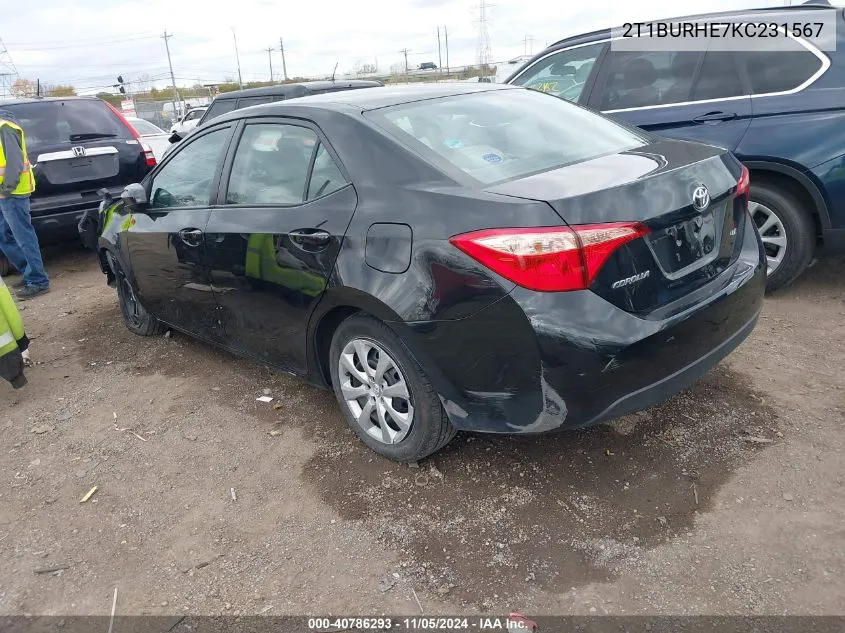 2T1BURHE7KC231567 2019 Toyota Corolla Le