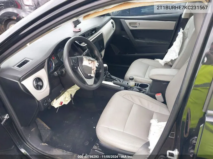 2T1BURHE7KC231567 2019 Toyota Corolla Le