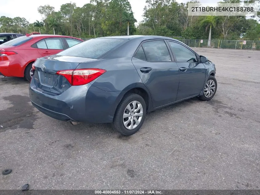 2T1BURHE4KC188788 2019 Toyota Corolla Le