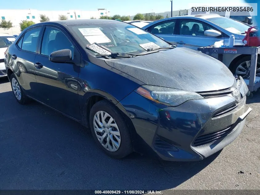 2019 Toyota Corolla Le VIN: 5YFBURHE6KP895486 Lot: 40809429