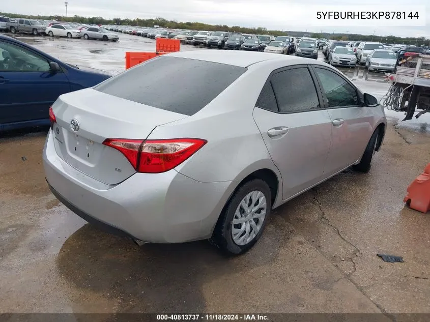 2019 Toyota Corolla L/Le/Xle/Se/Xse VIN: 5YFBURHE3KP878144 Lot: 40813737